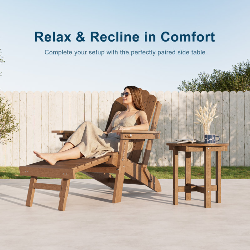 All-Weather HDPE Patio End Table, Easy Maintenance Small Outdoor Table, Fade-Resistant Side Table for Backyard, Pool, Porch 