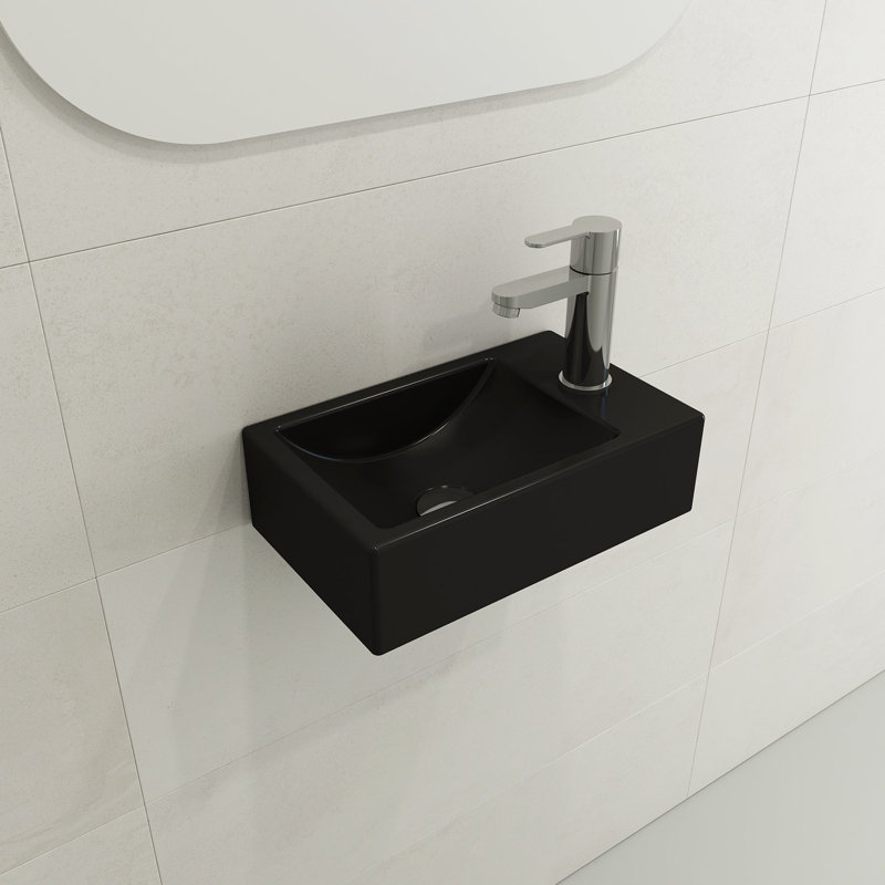 Lavabo de salle de bain rectangulaire double en argile réfractaire BOCCHI Milano, Noir mat