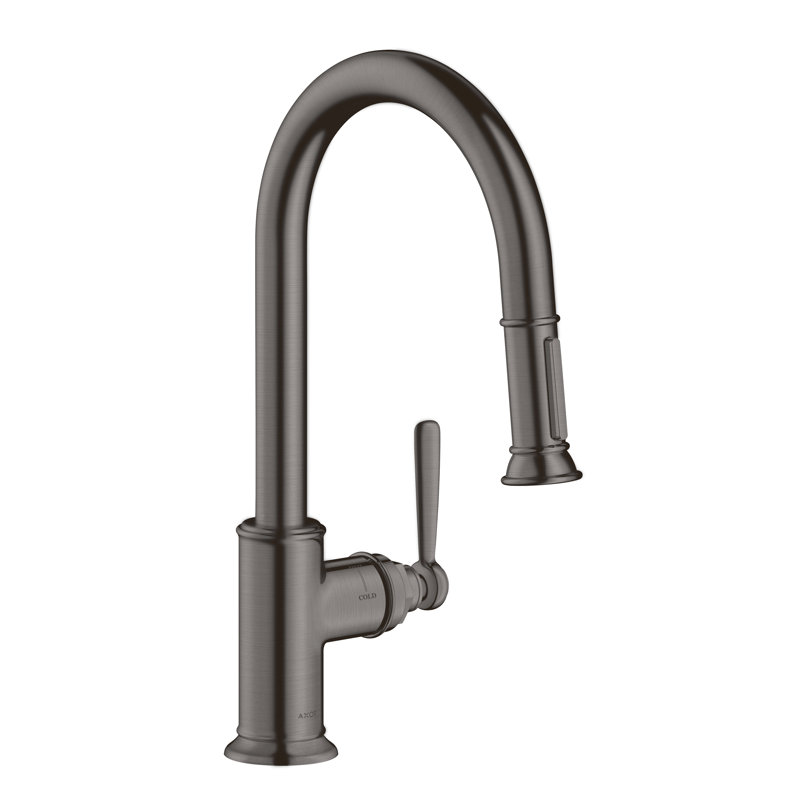 AXOR Montreux 2-Spray HighArc Kitchen Faucet with Pull-Down, 1.75 GPM, Brushed Black Chrome