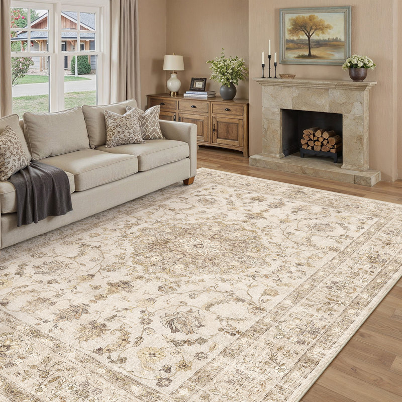 Tapis oriental lavable avec envers antidérapant Vicky, Rectangle 5 pi x 7 pi