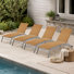 Cand 77.5" Long Metal Reclining Armless Single Chaise Lounge with PVC-coated polyester Sling Seat and Wheels
