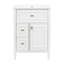 Meuble-lavabo 24 po avec lavabo, meuble-lavabo avec un tiroir rabattable et deux tiroirs, tablette réglable, bois massif et panneau de fibres à densité moyenne, blanc