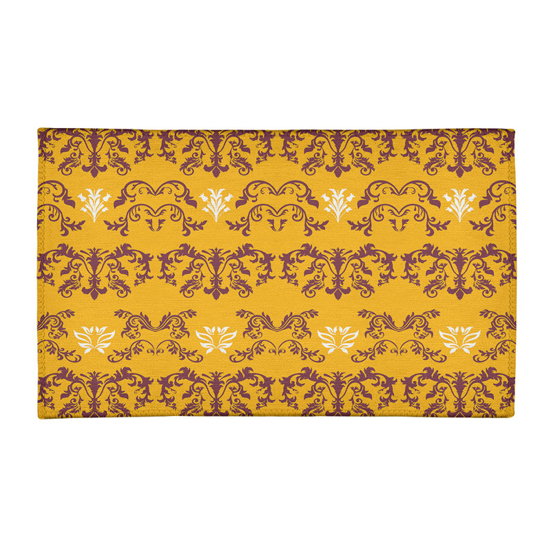Tapis damassé jaune / brun, Rectangle 2 pi x 3 pi