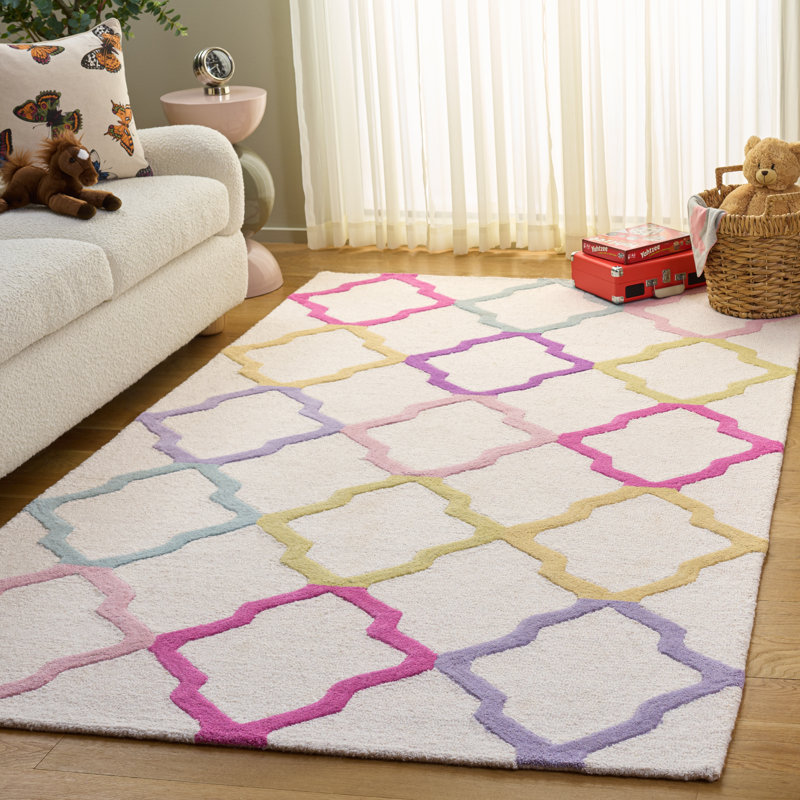 Tapis en laine indienne touffeté à la main pour enfants Thomaston, Rectangle 5 pi x 8 pi