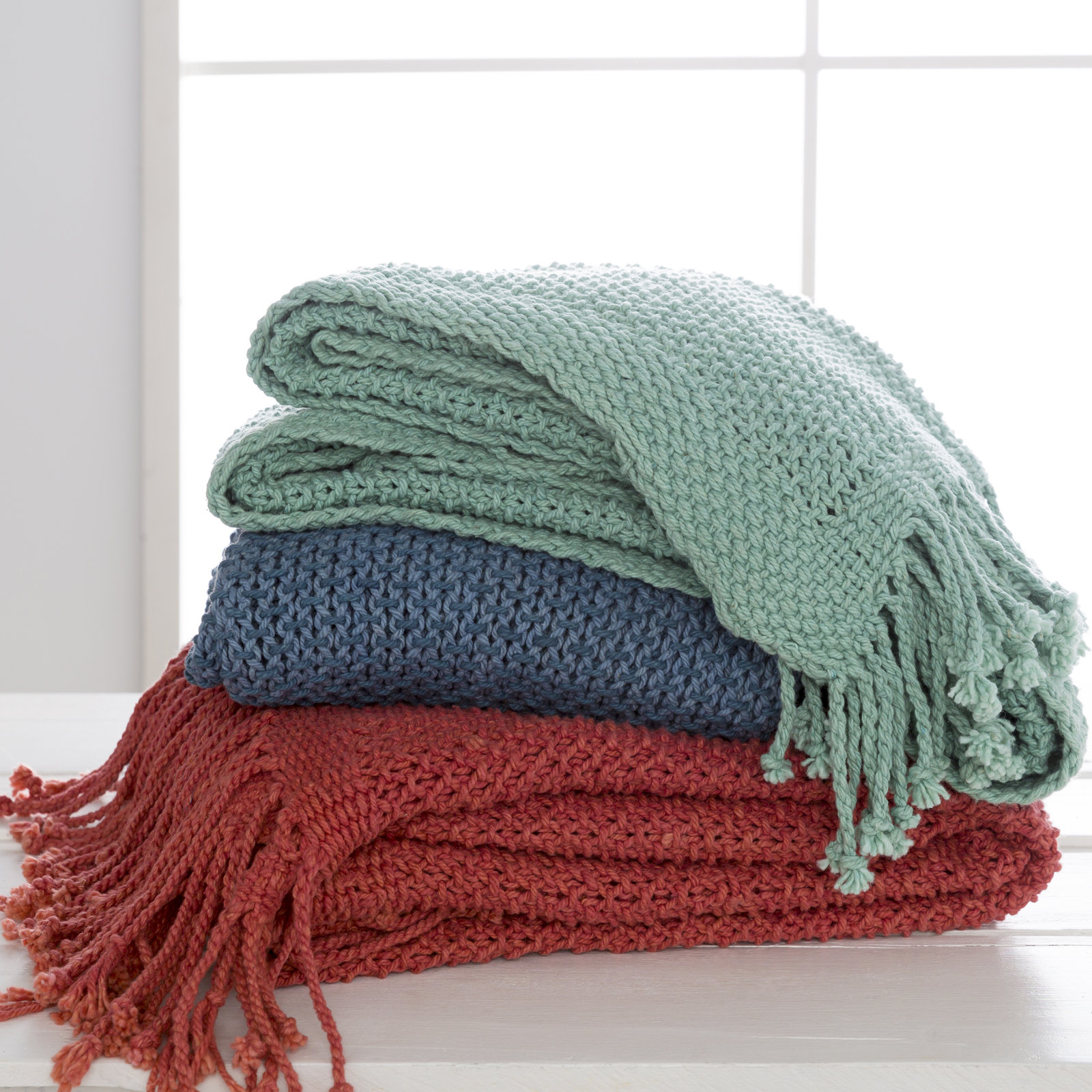 Duien Cotton Hand Woven Throw Blanket, Teal