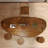 Brown Curved Solid Wood Dining Table-1917722433