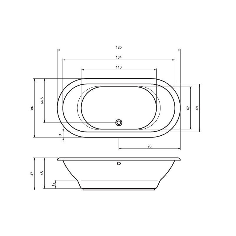 x Drop-In Soaking Acrylic Bathtub