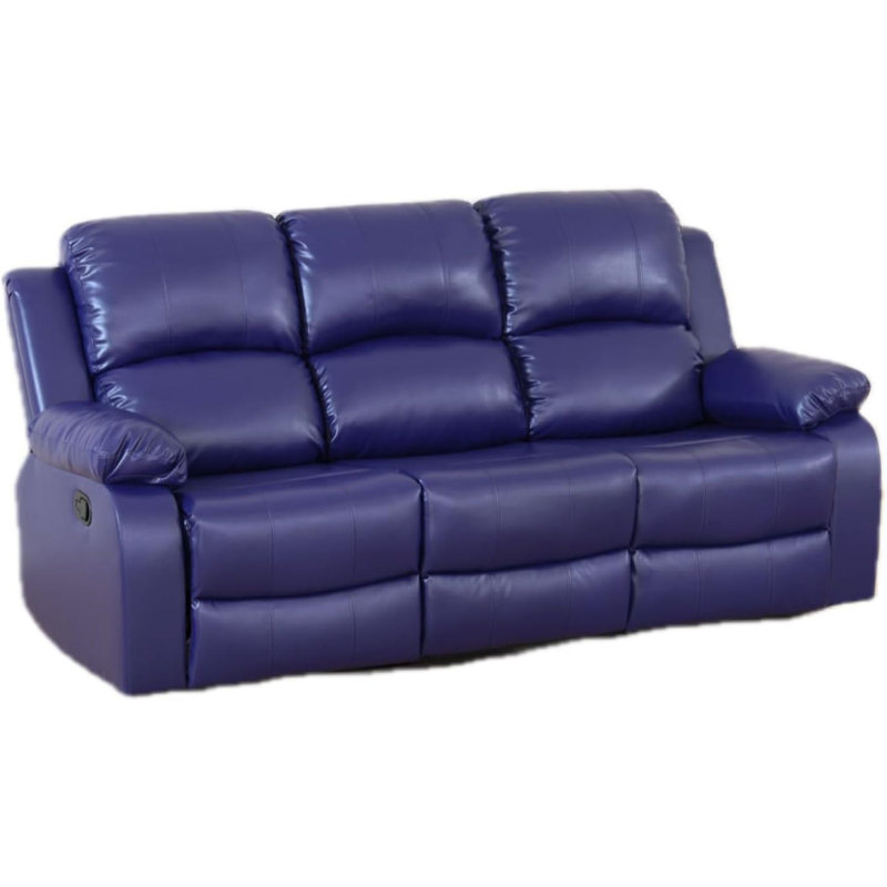 Lysi Faux Leather Recliner, Blue Faux Leather