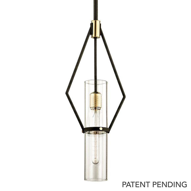 Raef 1 - Light Pendant, 73.25" H x 9.50" W x 9.50" D, Black/Gold
