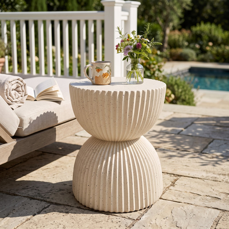 Table d'appoint en sablier Alven, Beige