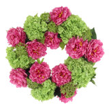 24" Real-Touch Hydrangea Wreath with Peonies and Sedum