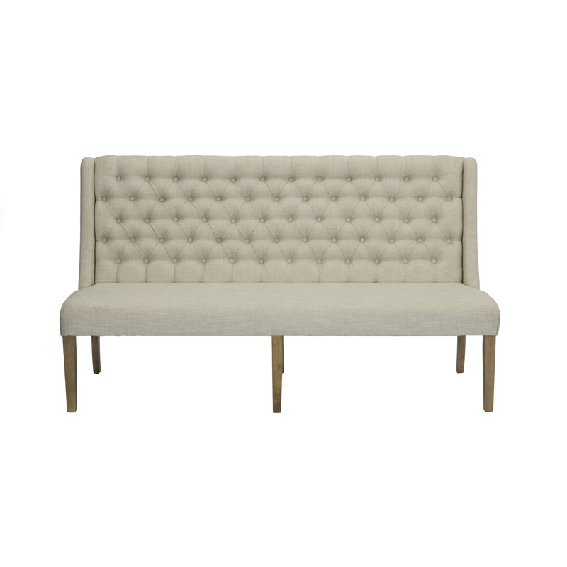 Banc rembourré Nasser, Beige, Rustique naturel