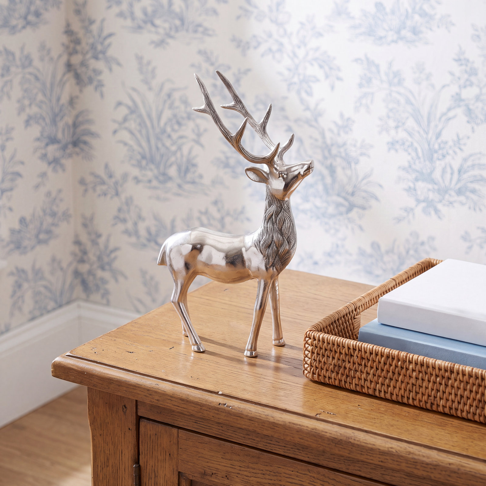 Etched Aluminum Reindeer Statue Accent, 17.5" H x 4.5" W x 10.5" D