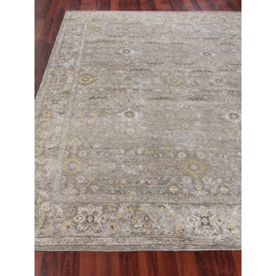 Heirloom Oriental Hand-Knotted Wool Khaki Area Rug