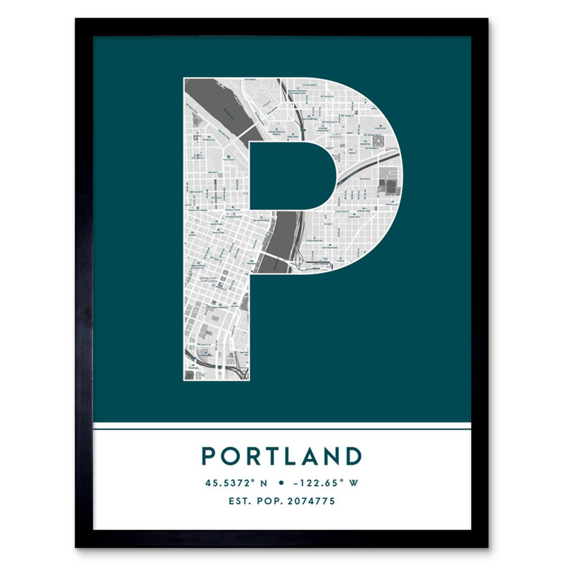 Portland Oregon United States City 1 Piece Single Picture Frame Wall Art
