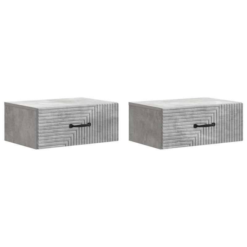 49cm W Manufactured Wood Bedside Table, Concrete Grey