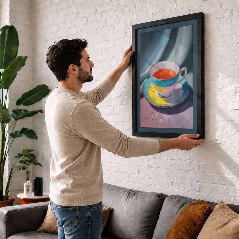 Teacup and Lemon Modern - Framed Print, Unframed, A2 - 59.4 x 42.0 cm