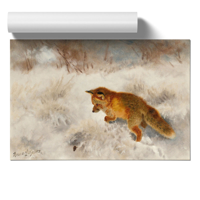 Fox in the Snow by Bruno Liljefors - Frameless Print, 30cm H x 42cm W x 0.1cm D