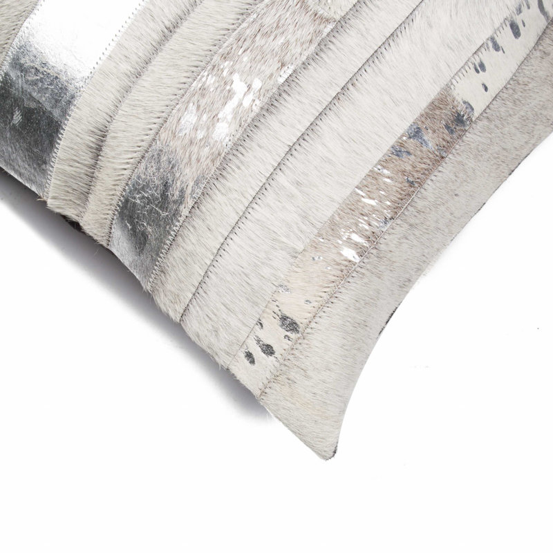 Coussin 18 "en peau de vache abstraite, Argent gris