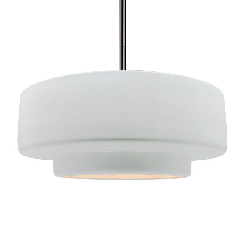 Luminaire suspendu à 1 lumière Meydan, Blanc brillant / blanc brillant, H 6 po x l 16,25 po x P 16,25 po, Nickel brossé