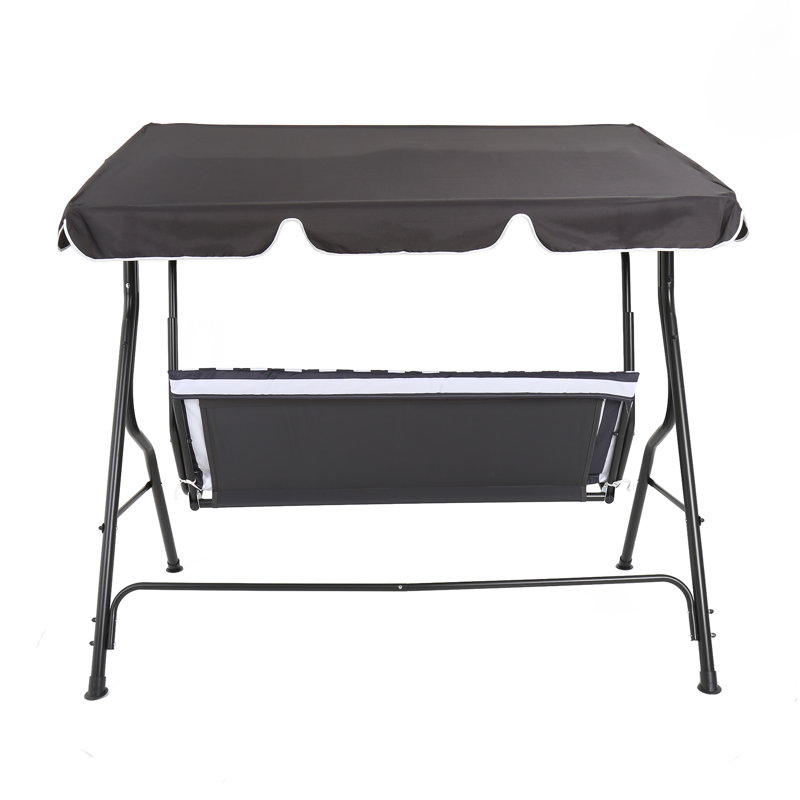2 Person Porch Swing with Canopy, 154cm H x 173cm W x 112cm D, Grey, Grey