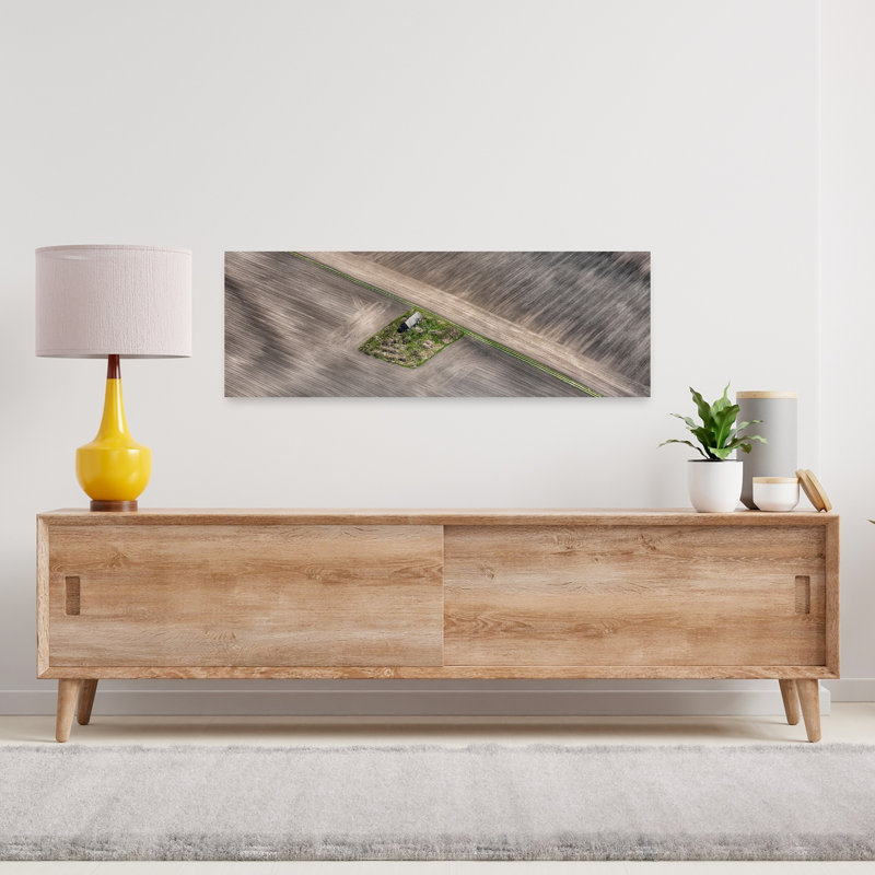 Île isolée, paysage abstrait géométrique minimaliste, nature, art mural, H 36 po x l 12 po