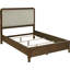Grand lit à panneau en noyer, tête de lit arrondie et placage en bois naturel pour la chambre à coucher Elegance Low A Serene