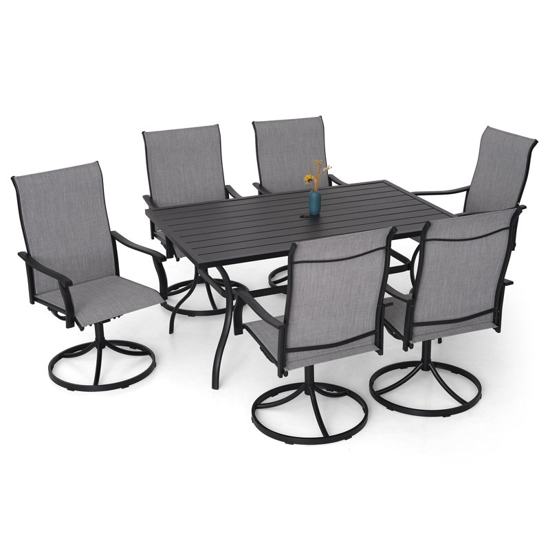 Ensemble de salle à manger rectangulaire en acier pour 6 personnes, Gris