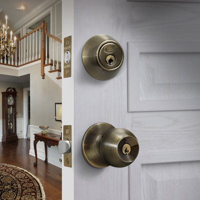 Knobs With Deadbolt Reversible Entry Set