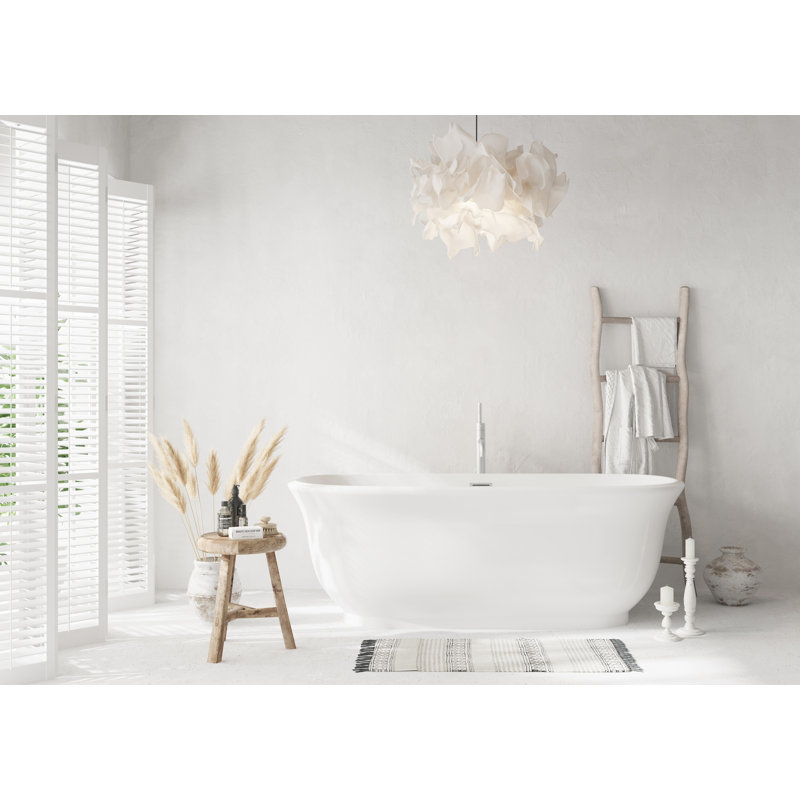 Chaylynn 67'' x 31'' Soaking Acrylic Bathtub, Brushed Nickel