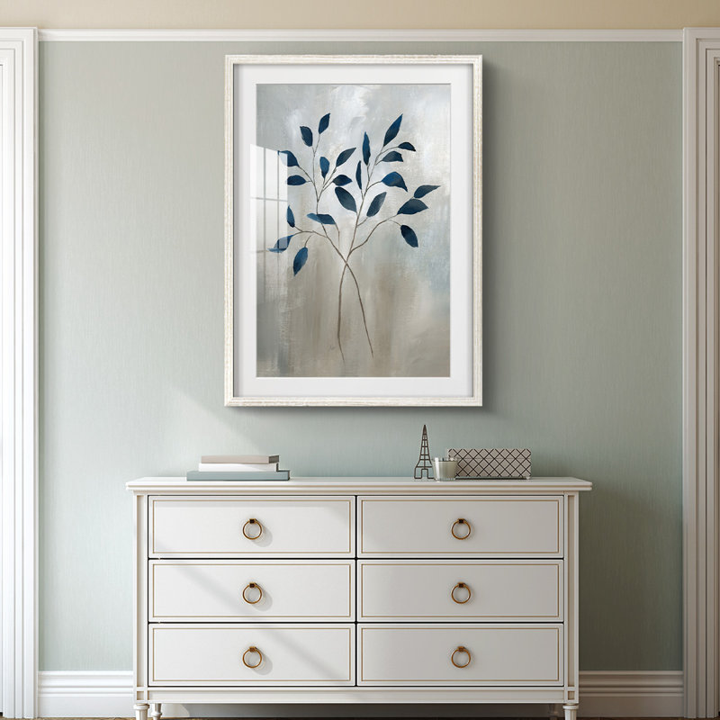 Indigo Foliage I - impression encadrée, H 28,5 po x l 20,5 po, Blanc