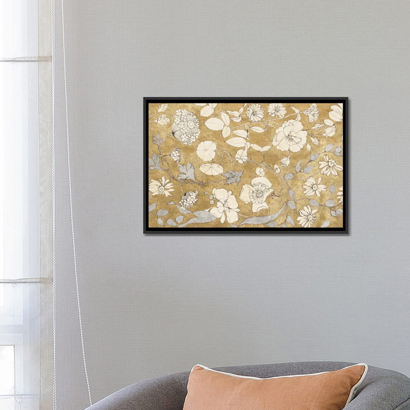 « floral joy ii », impression sur toile tendue, H 18 po x l 26 po x P 1,5 po, Toile avec cadre noir, Pas de tapis