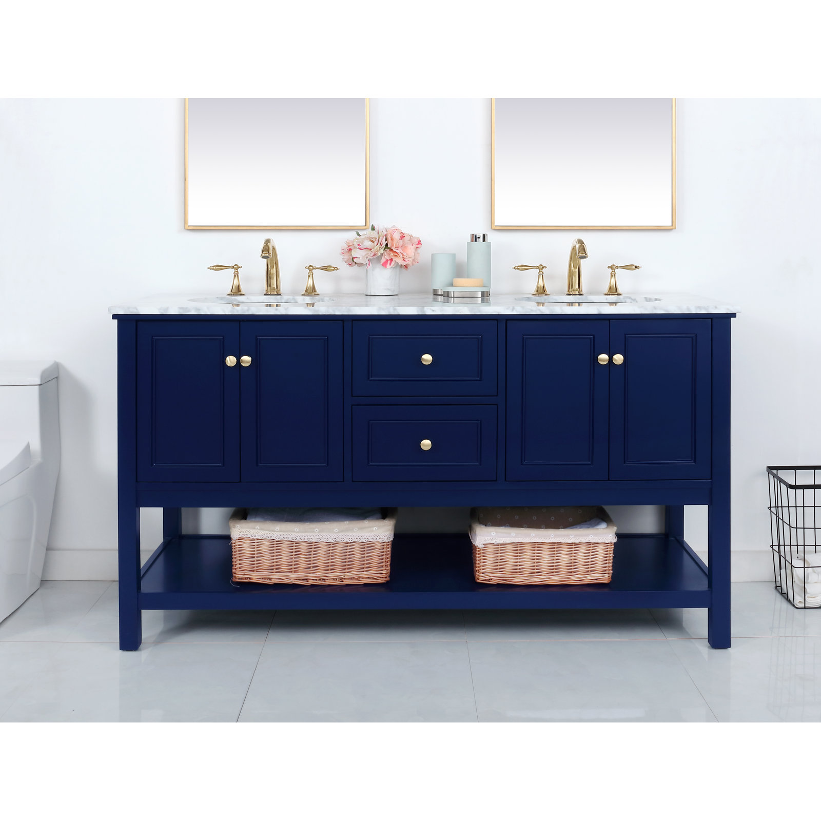 Bonsai 60'' Double Bathroom Vanity, Blue