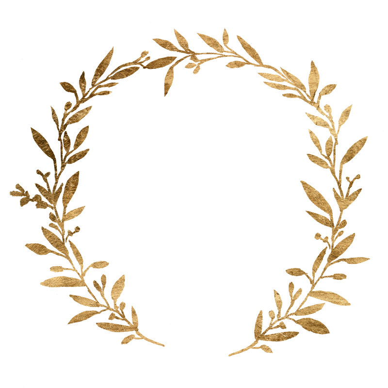 «Wreath in Gold IV» par Annie Warren - peinture sur toile tendue, H 30 po x l 30 po