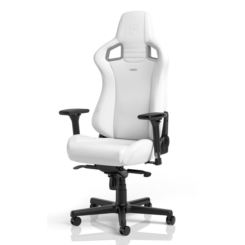 Noblechairs Adjustable Reclining Ergonomic Faux Leather Swiveling PC & Racing Game Chair in White