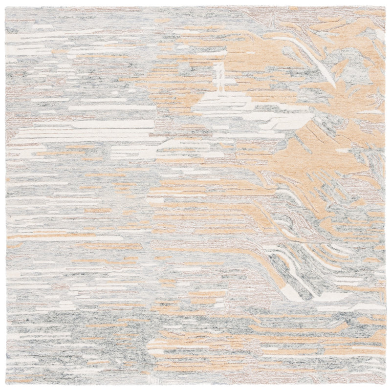 Jaxony Metro Hand Tufted Wool And Cotton With Latex Abstract Rug, Square 6'