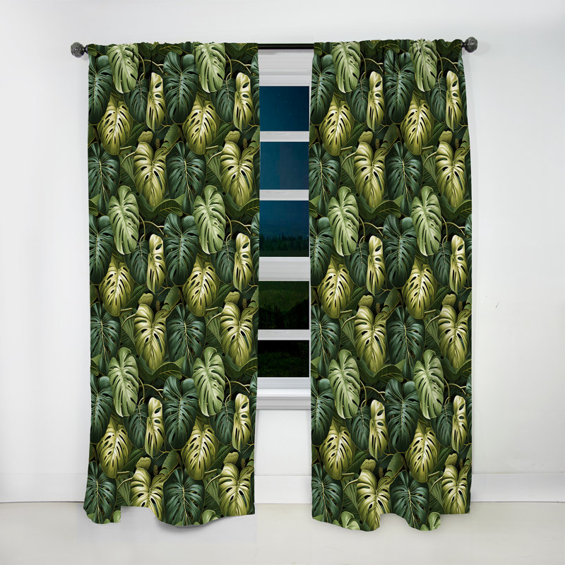 Monstera Mirage - motif tropical - rideau floral - rideau obscurcissant floral - 1 panneau, L 52 po x L 63 po