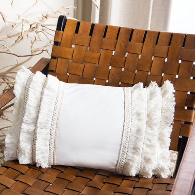 Fringed Cotton Throw Pillow