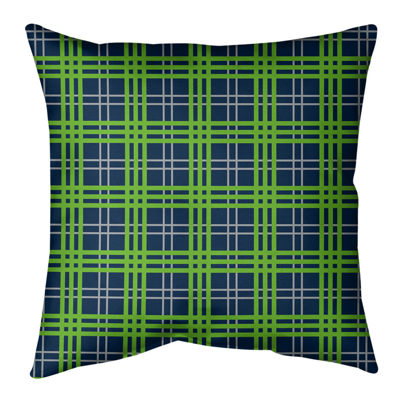Housse et insert de coussin carré d'extérieur R-St Louis Football, Collège bleu marine / gris loup / vert action R-S