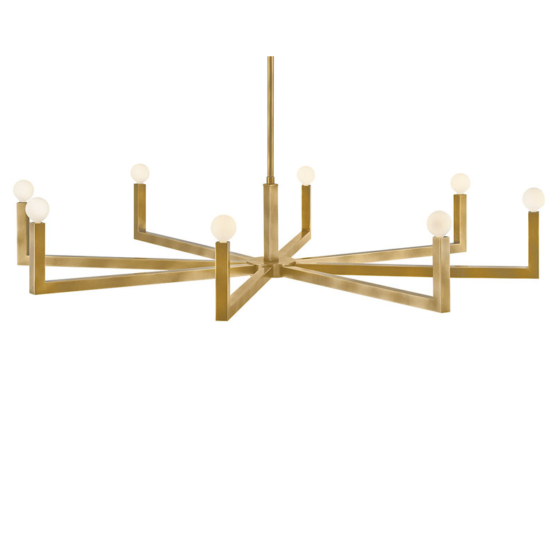 Ezra 8-Light Single Tier Adjustable Chandelier, Heritage Brass