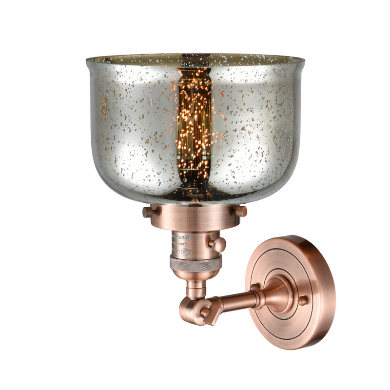 Bell - 1 Light 8" Sconce, Silver Mercury, Antique Copper, 60 Watt Vintage Incandescent Bulb