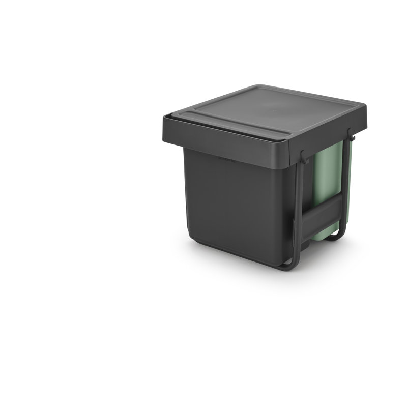 Bac de recyclage en plastique à double compartiment Sort & Go, 2,6 + 2,6 + 5,3 gallons
