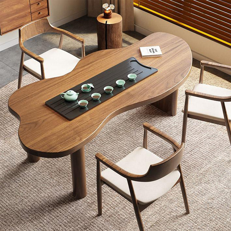 Bureau en bois massif noyer courbé, H 29,53 po x l 62,99 po x P 27,56 po