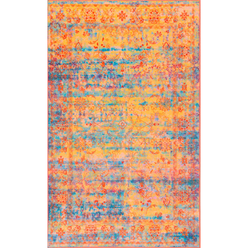 Tapis jaune Durkee, Rectangle 5 pi x 8 pi