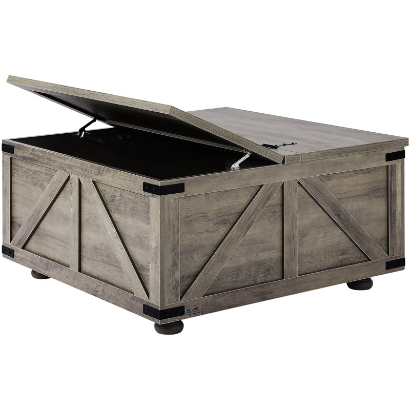 Table basse Farmhouse, table basse carrée à charnière 36 pouces avec grand compartiment de rangement