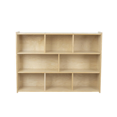 3-Tier Open Shelves Birch Plywood Bookcase, 8-Cube Storage Organizer Display Shelf, 34"H