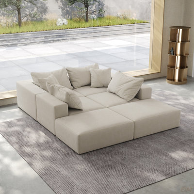 Canapé modulaire rembourré en L Tomeco avec 7 coussins Tomeco