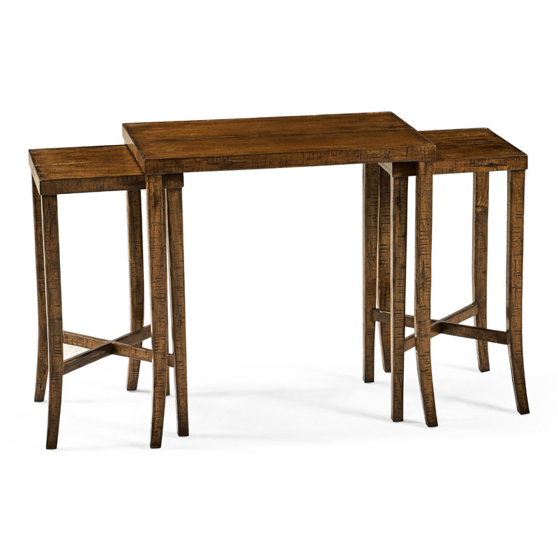 Casually Country Solid Wood Nesting Cocktail Table, Walnut Country Farmhouse