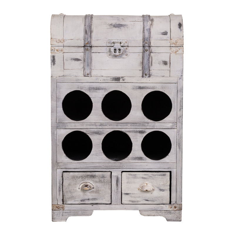 Longoria 6 Bottle Floor Wine Bottle & Glass Rack, Grey