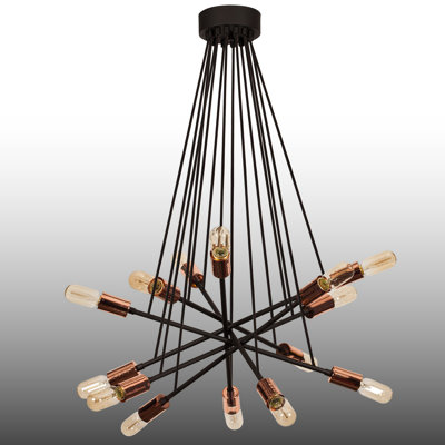 Adjustable Height 14 Lights Metal Body Sputnik Chandelier